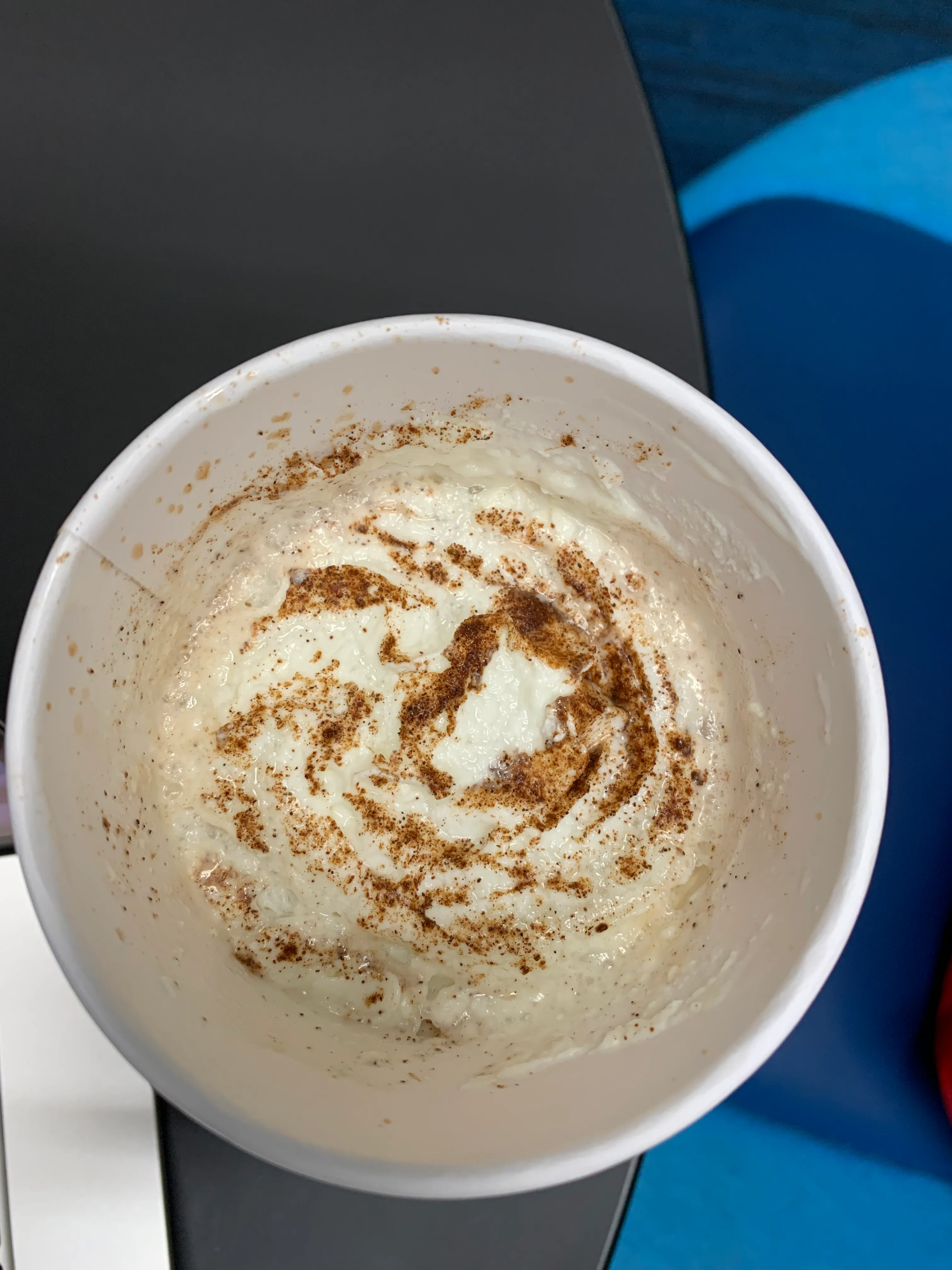 Banana Chai Latte - Top view with cinnamon cream